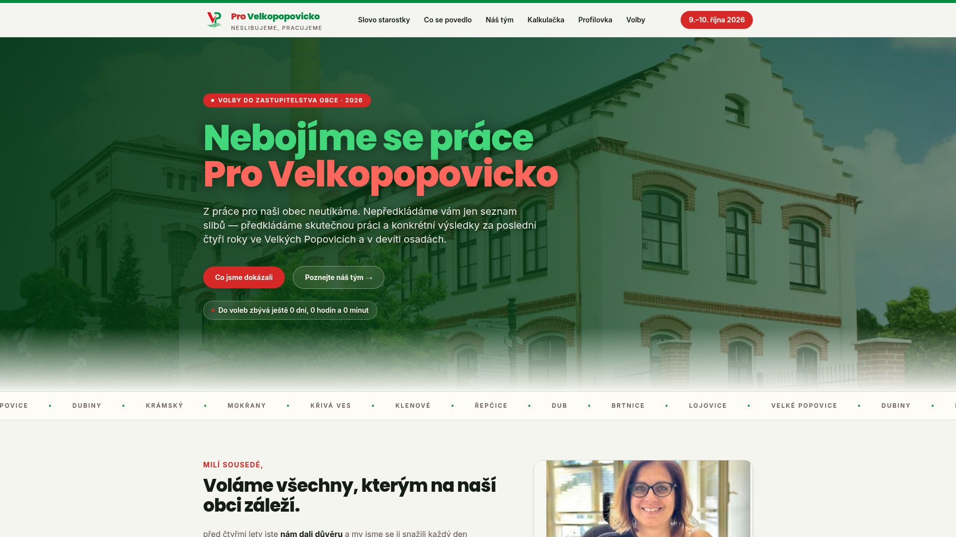 Náhled realizovaného webu Pro Velkopopovicko