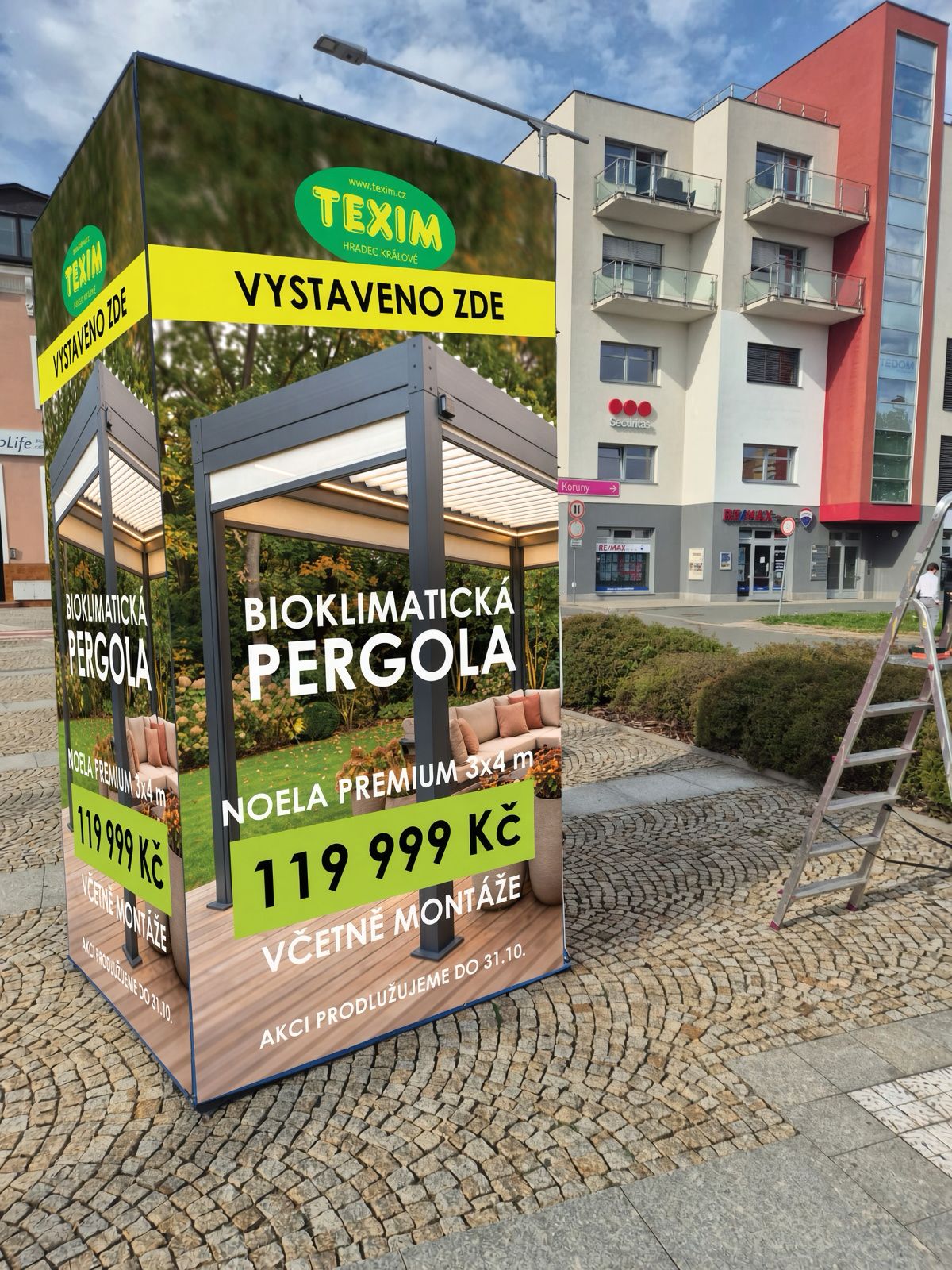 TEXIM — bioklimatická pergola — skutečná instalace CUBEXO